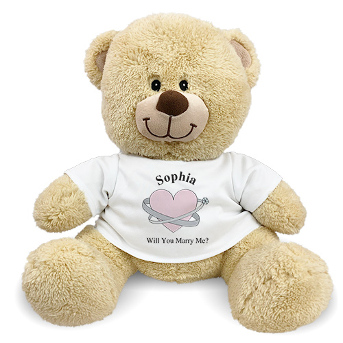 Personalized Heart and Rings Engagement Teddy Bear 83xxxb13-4984