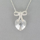 Heart and Bow Cubic Zirconia Necklace