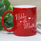 Engraved Couples Red Coffee Mug