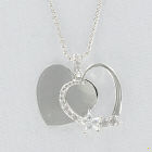 Engraved Silvertone Star and Heart Necklace