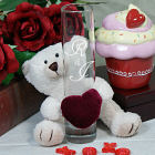 Engraved Couples Initials Bud Vase and Teddy Bear Hugger