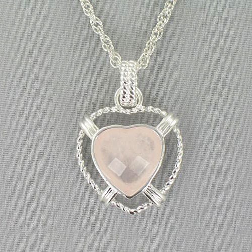 Rose Quartz Heart Pendant Necklace 8BD1DG2805