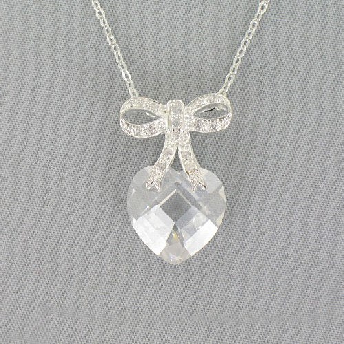 Heart and Bow Cubic Zirconia Necklace 8BD1DZ2312
