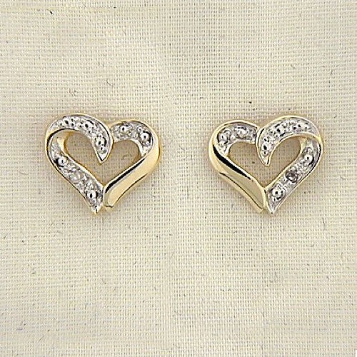 Diamond Accent Two Tone Heart Earrings 8BD1EG1486