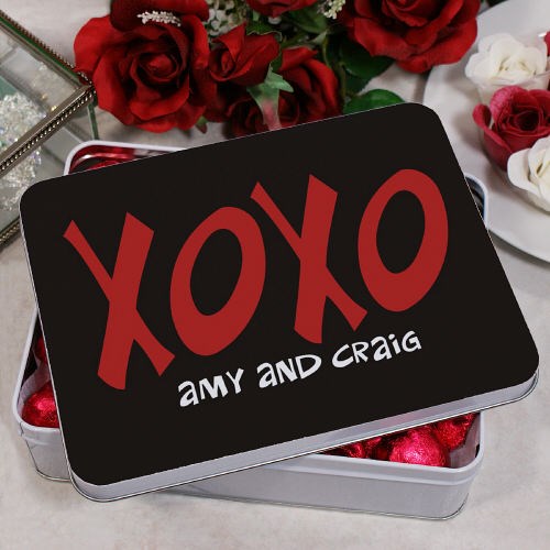 Personalized Hugs and Kisses Candy Hearts Tin 8BU52722