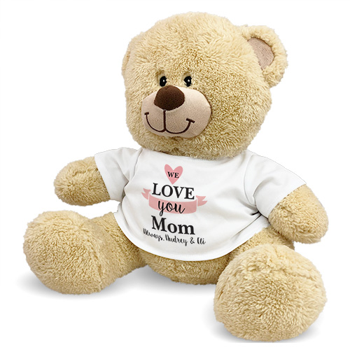 We Love You Mom Sherman Teddy Bear | Personalized Teddy Bear