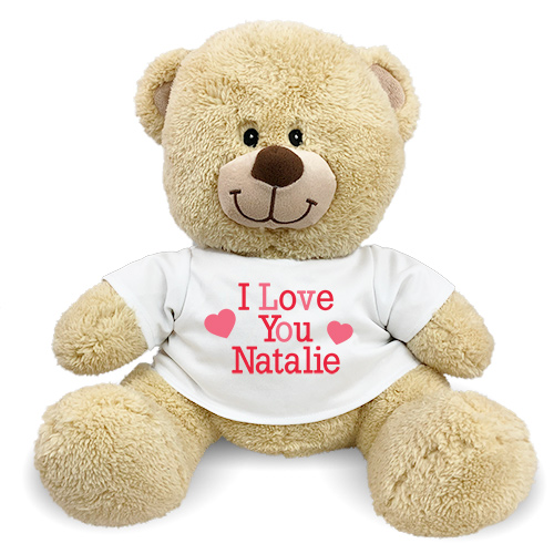 Cream or Brown Personalised Valentine's Day I LOVE YOU Teddy Bear 