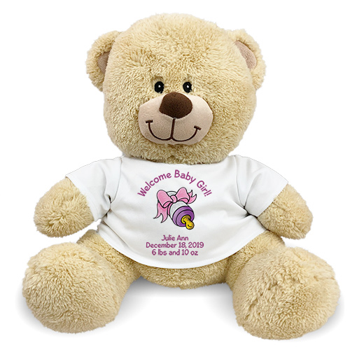 Personalized New Baby Girl Teddy Bear 834772X