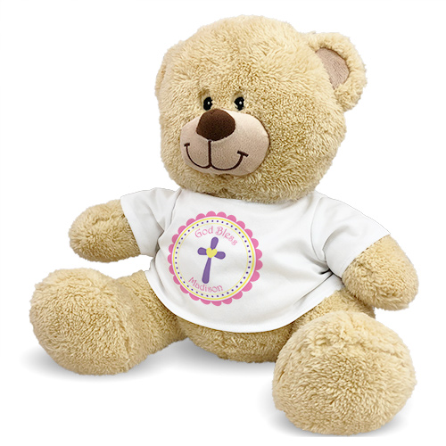 God Bless Pink Cross Teddy Bear 837257G9X