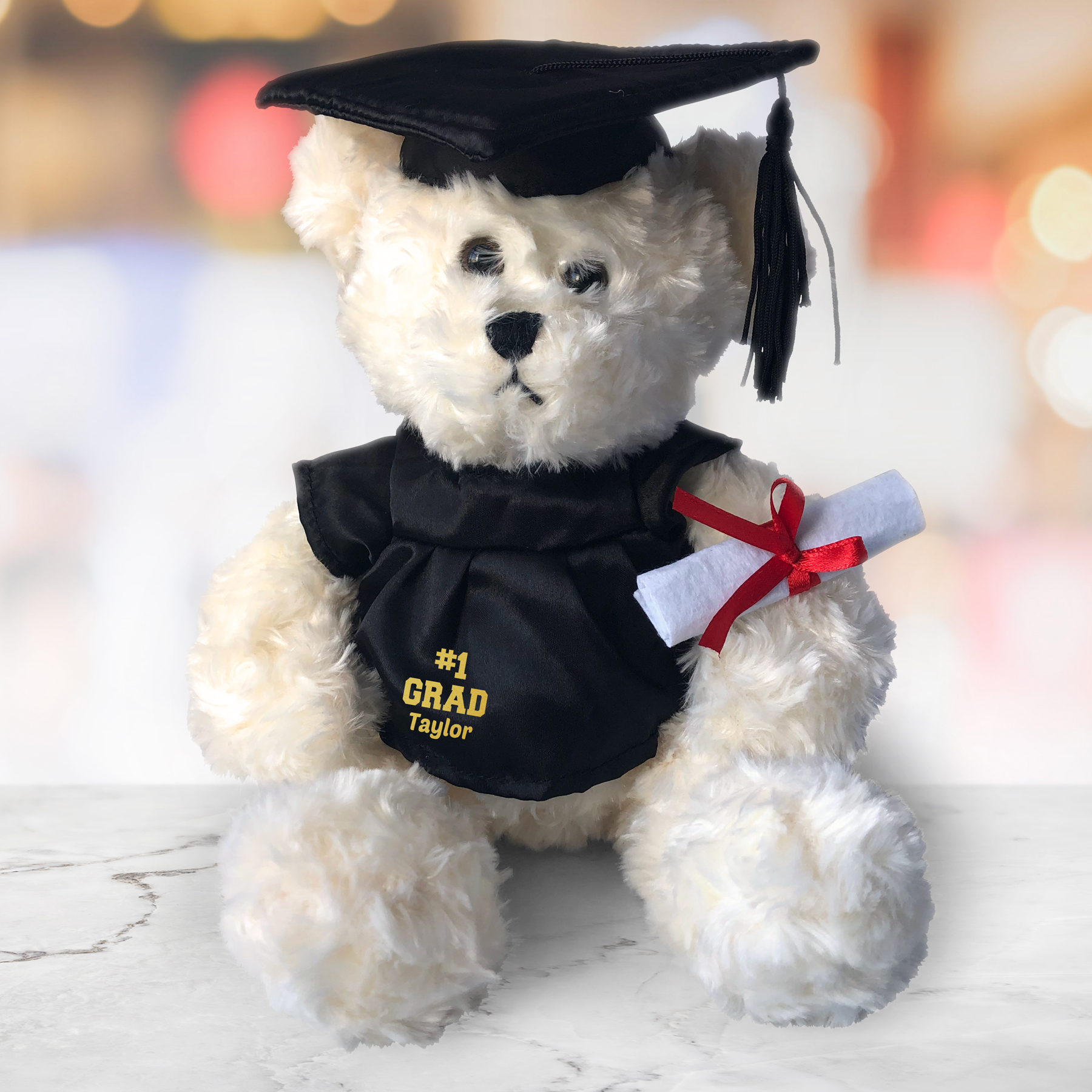 Number One Grad Cream Plush Bear- 8.5