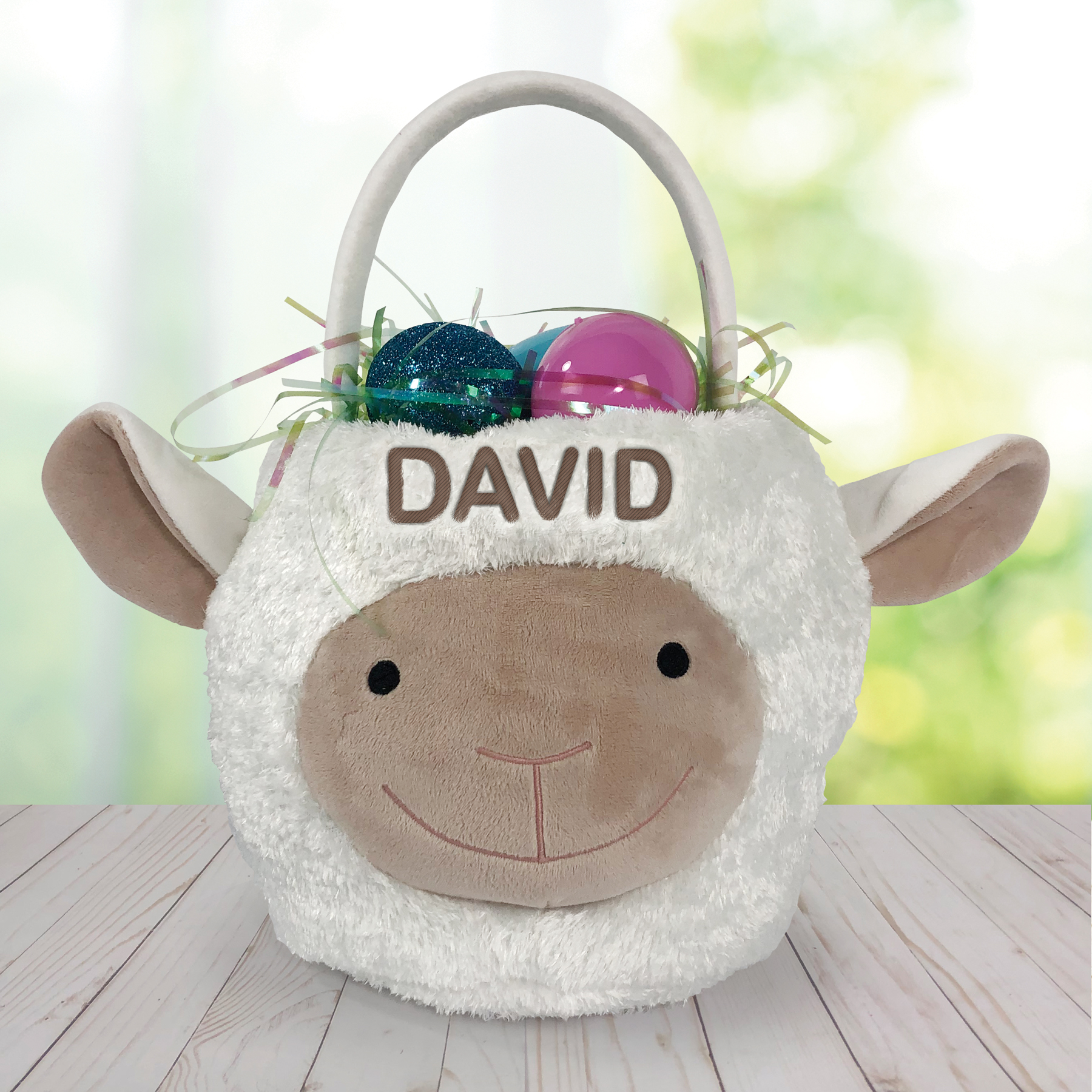 Embroidered Lamb Easter Basket E14222438