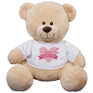 Our adorable and cuddly Personalized Love You Teddy Bear is a must for all hopeless romantics this Valentine's Day! Let your sweetheart know they are your one and only with our adorable&#44; romantic stuffed teddy bear&nbsp; - his shirt is personalized with any name&#44; free!&nbsp;Choose between 3 bear sizes.