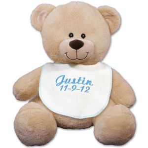 Embroidered Blue Bib Teddy Bear 83000B13-6065