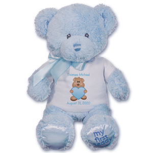 Personnalisé 1st premier anniversaire bib cute teddy bear design boy-tout nom & date 