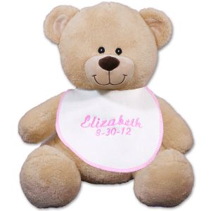 Pink Baby Bib Teddy Bear 83000B13-6064