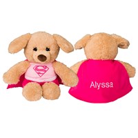 Embroidered Supergirl Plush Dog | Personalized Super Hero Stuffed Animals