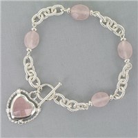 Rose Quartz Heart Pendant Bracelet 8BD1BG1635