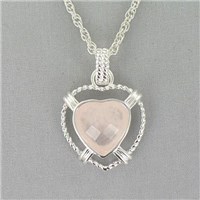 Rose Quartz Heart Pendant Necklace 8BD1DG2805