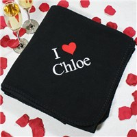 Embroidered I Love You Fleece Blanket 8BE32092BK