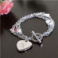 Engraved Triple Strand Heart Bracelet 8BDB9273S