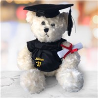 Graduation Cap and Gown Cream Plush Bear - 8.5