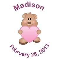 Personalized New Baby Girl Teddy Bear 834992X