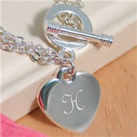 Engraved Triple Strand Heart Bracelet 8BDB9273S