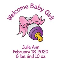Personalized New Baby Girl Teddy Bear 834772X