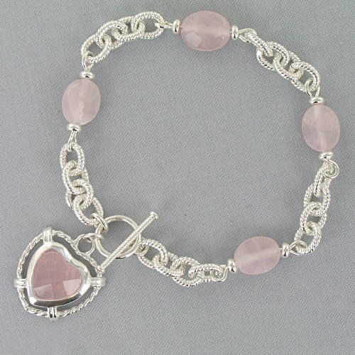 Rose Quartz Heart Pendant Bracelet 8BD1BG1635
