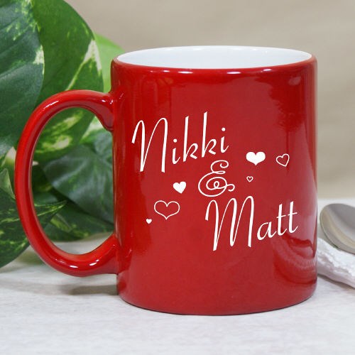 Engraved Couples Red Coffee Mug 8B252493