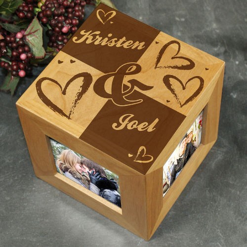 Engraved Couples Heart Photo Cube 8B452264