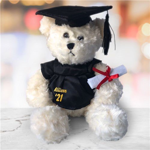 Graduation Cap and Gown Cream Plush Bear - 8.5